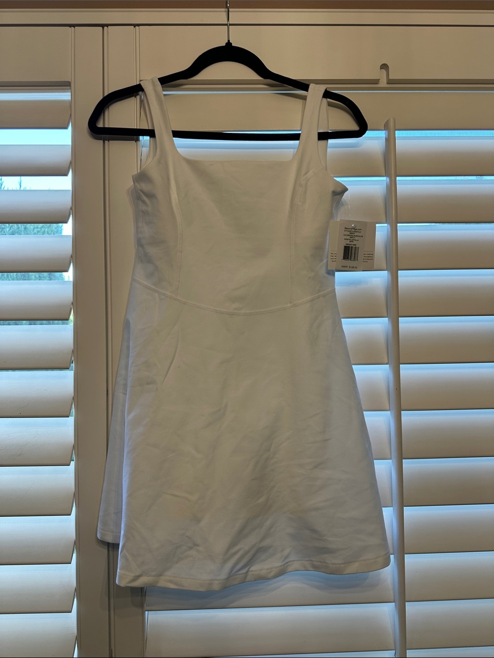 Beyond Yoga White Square-Neck Mini A-Line Dress